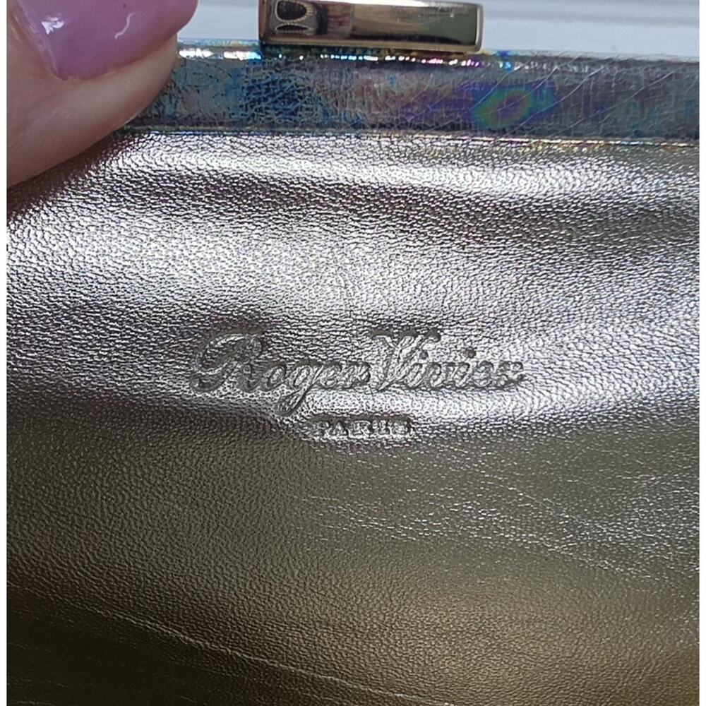Roger Vivier Pilgrim Bolte De Nuit Iridescent Metallic Clutch Crystals w/COA - Picture 5 of 12